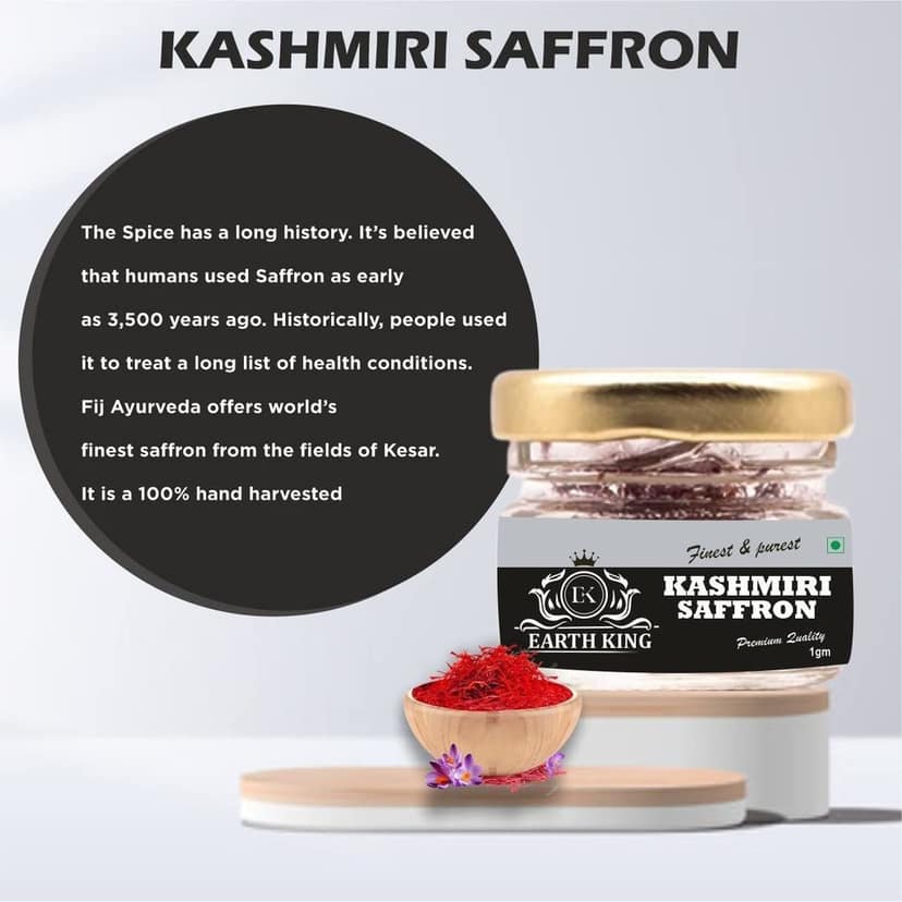EARTH KING Pure & Natural A++ Grade Kashmiri Saffron Threads | Original Kesar | Kesar/Keshar/Zafran/Jafran for Men & Women � 1GM view 2