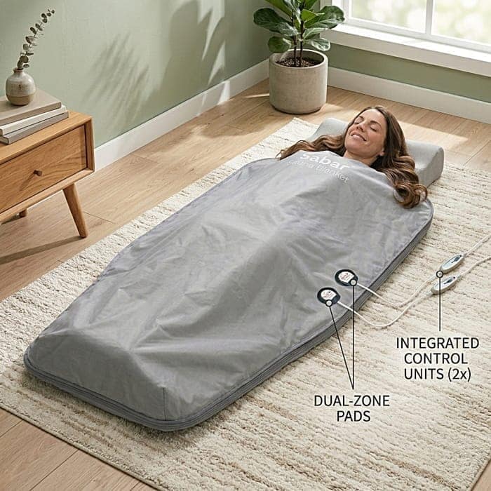 Sabar FIR Infrared Heat Therapy 2 Zone Sauna Blanket for Slimming & Weight Loss Body Detox Beauty Machine SSB 210 Home Spa with Temperature Control (Domestic Use) view 2