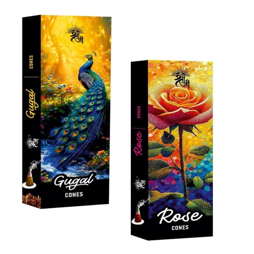 Shri Shriji Flam Aromatic Gugal Combo � Natural Fragrance Dhoop Cups & Cones Set for Pooja, Meditation, Relaxation & Home Use � Traditional Scent � Long-Lasting Combo