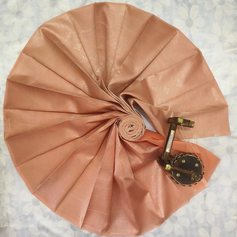 Kubera Silk Cottton Saree with Blouse - Peach Orange view 2