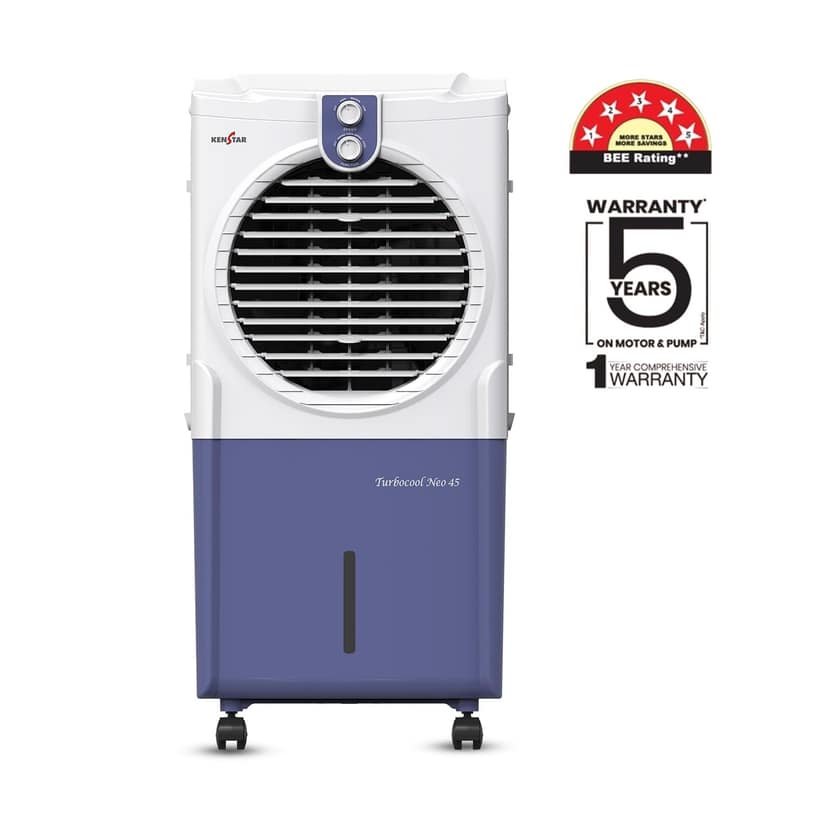 Kenstar TurboCool Neo HC 45 Air Cooler with Honeycomb Cooling Media, 45L, 100W, White & Blue view 2