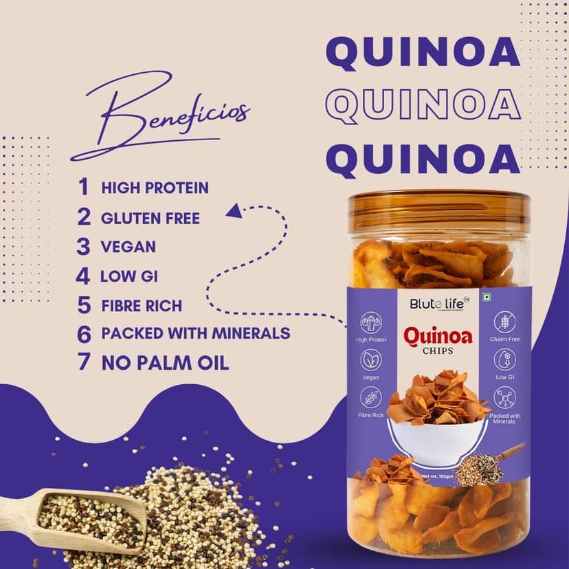 Blute life Millet Masala Chips and Roasted/Flavoured Makhana Combo 150g + 80g Pack (Quinoa Chips & Creamy Pyaz Makhana Combo, Masala & Creamy Pyaz) view 2
