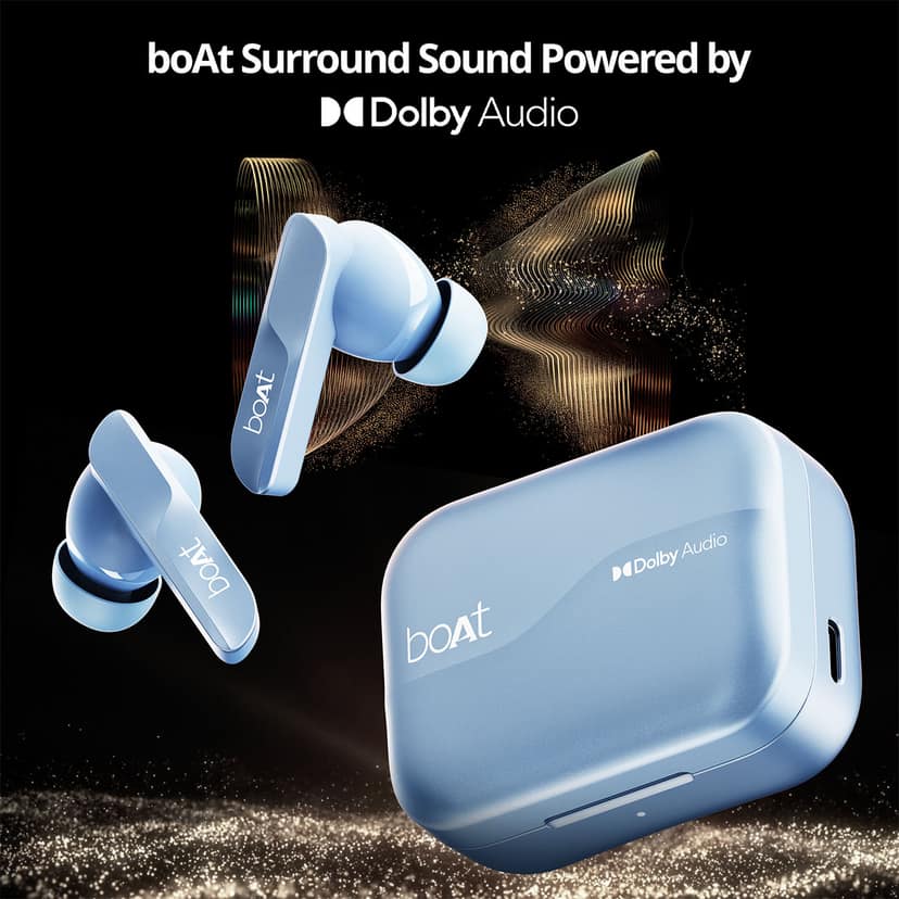 boAt Airdopes 800 | Wireless Earbuds with 40 Hours Playback,Dolby Audio, BEAST™ Mode, ASAP™ Charge, ENx™ Technology Interstellar Blue view 2
