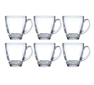 Coffee Glass Mug Set Transparent Heat-Resistant Cups for Green Tea, Lemon Tea, and Coffee (180ml, Set of 6)