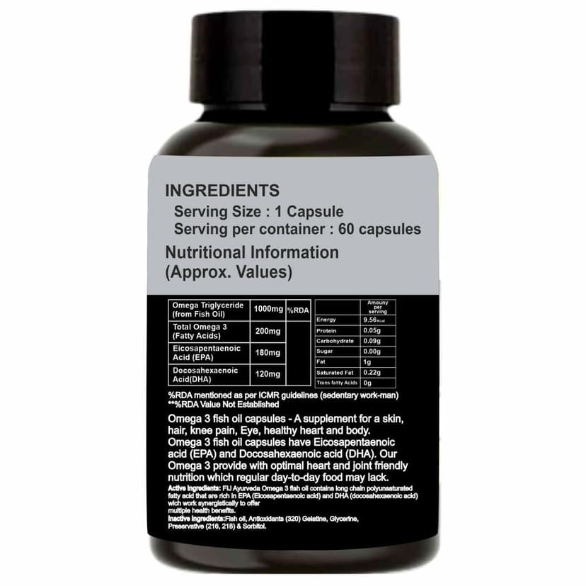 EARTH KING Ultra Omega 3 Fish Oil - 1000mg (180 mg EPA & 120 mg DHA) Omega 3 Fish Oil | Fatty Acid | Supports Healthy Heart, Brain, Better Skin, Bones, Joint & Eye Care � 60 Softgel Capsules view 2