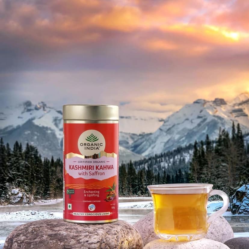 Organic India Kashmiri Kahwa with Saffron 100 gm Tin view 2