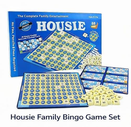 Zenex Store Premium Housie Tambola Game Set with Reusable Cards & Tokens Board Game Accessories - Blue