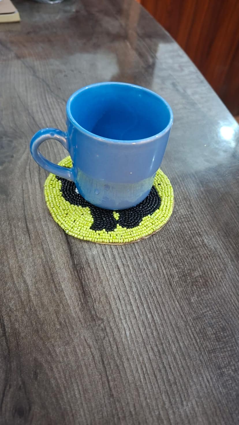 Zarkala Handmade Beaded Cat Coaster Set of 6, 4 x 4 Inches view 2