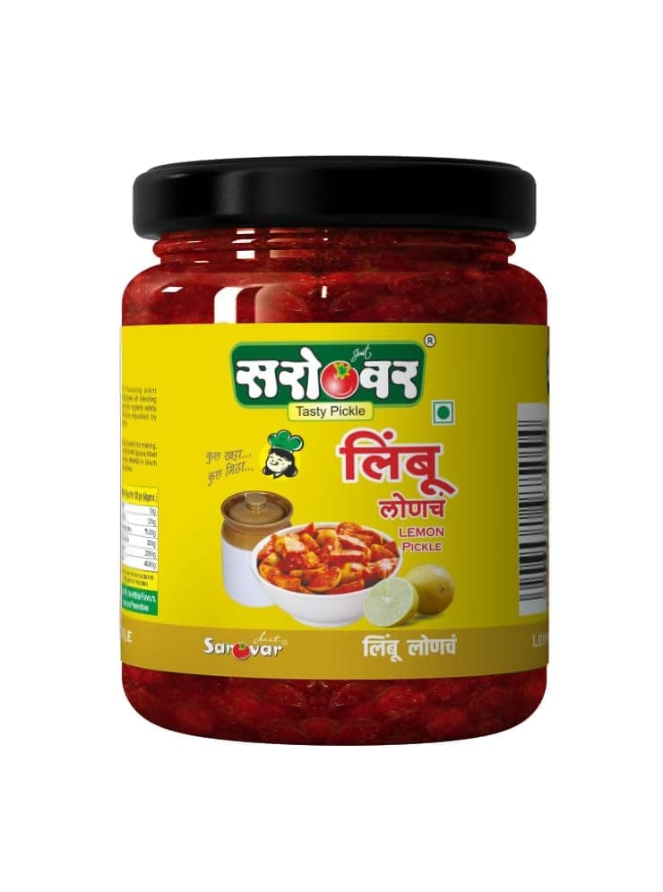 Just Sarovar Traditional Lemon Pickle |Indian Achar | Preservative-Free, Organic Methods | Tangy & Spicy Nimbu Ka Achaar