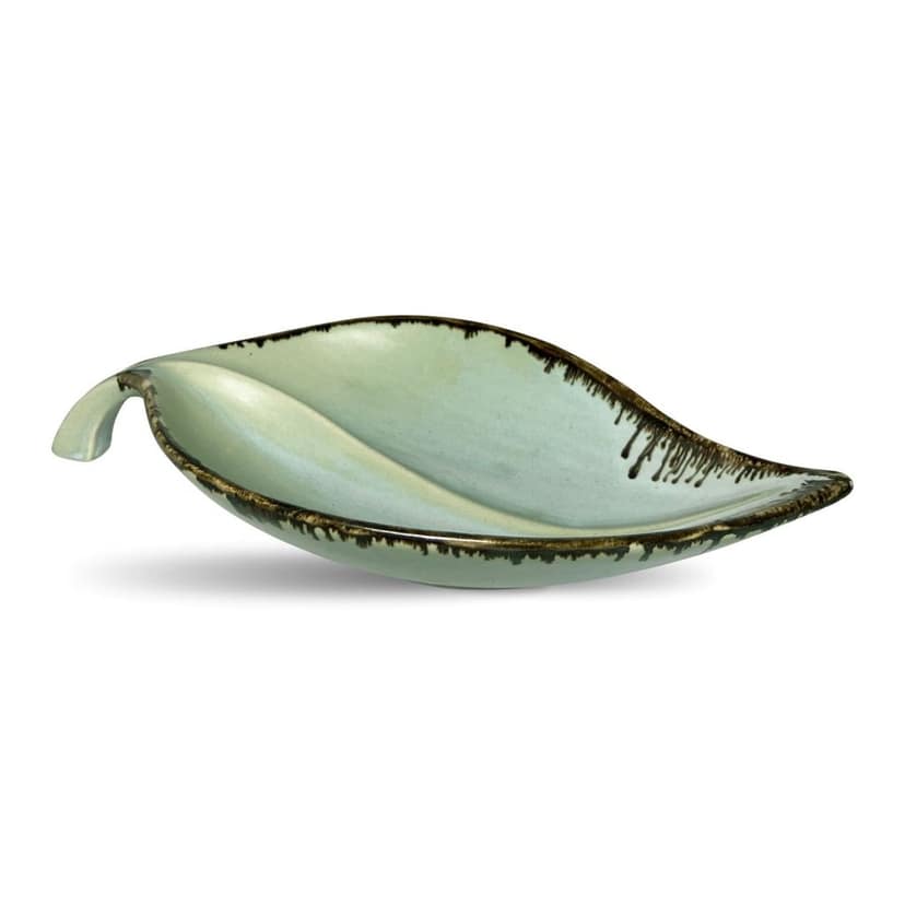 Ceramic Dining Studio Collection Sea Green Leaf Shaped Glazed Ceramic Serving Platter view 2
