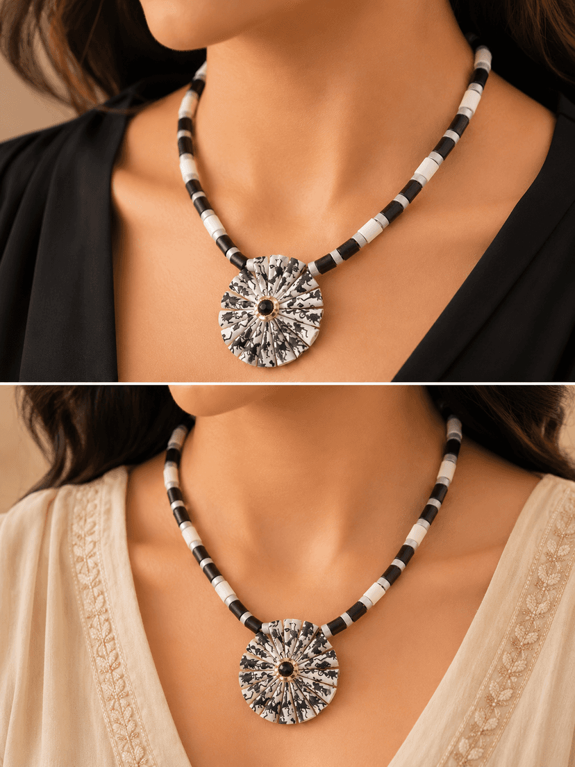 Handmade Quilling Paper Jewellery Pendant with Intricate Paper Art Design for Traditional and Contemporary Styling