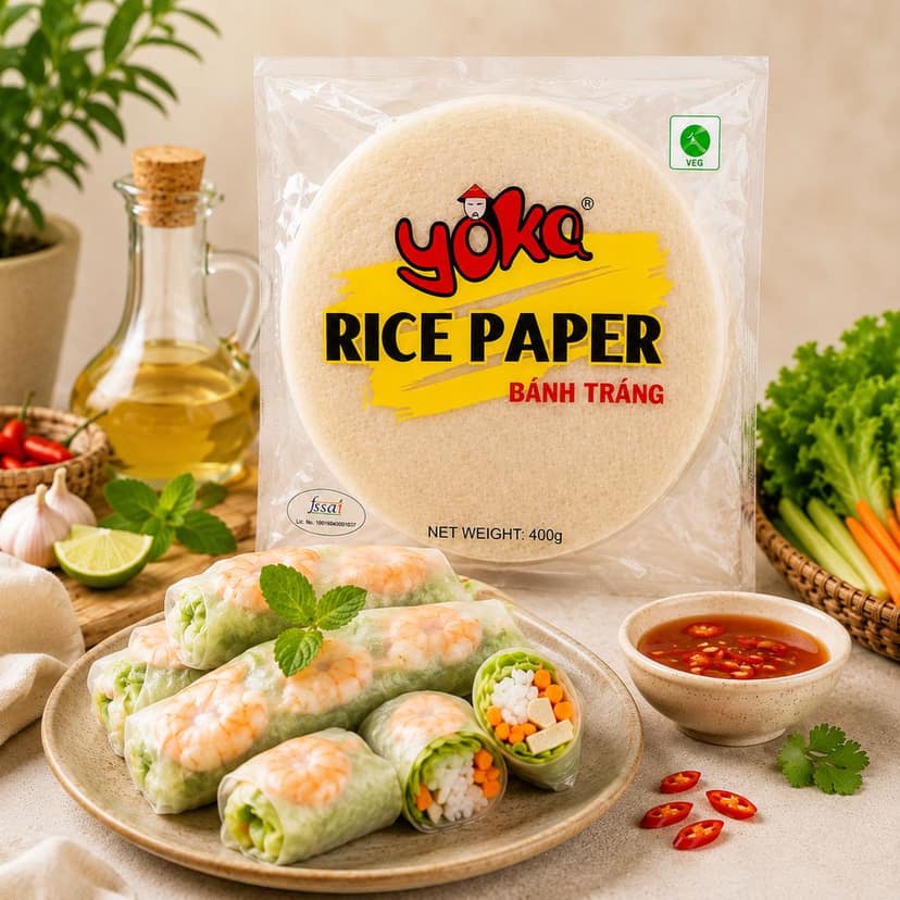 Yoka Rice Paper Sheets – Thin & Flexible Rice Wrappers for Spring Rolls, Summer Rolls, Wraps & Asian Recipes – 400g view 2