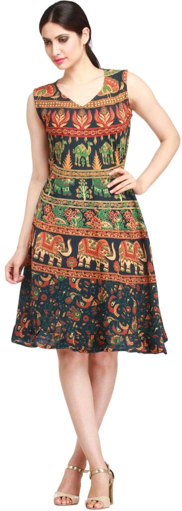 Ponderosa-Pine Summer Dress from Pilkhuwa with Printed Elephants and Camels view 2