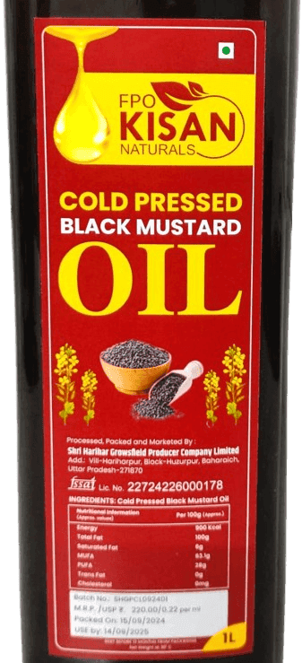 "FPO Kisan Naturals Cold Pressed Black Mustard Oil, 1L" view 2
