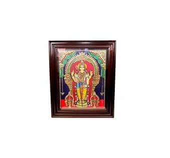 POOMPUHAR Handmade Wooden Tanjore Painting Tiruchendur Murugan (20 cm x 5 cm x 25 cm, Gold)