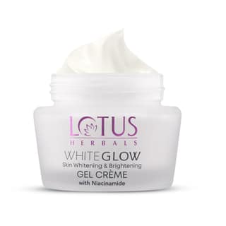 Lotus Herbals WhiteGlow Skin Whitening And Brightening Gel Cream| Hydrates, Removes Dark Spots And Tanning, Gives Radiant Glow | With Niacinamide | Face Cream For Men And Women| All Skin Types | 60g Lotus Herbals WhiteGlow Skin Whitening And Brightening