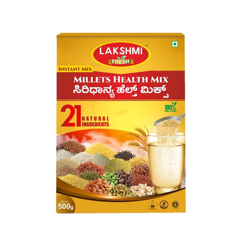 Lakshmi Fresh Millets Health Mix 500g I 100% Natural, Health & Nutrition Drink | Millets Health Drink | Millets Porridge Mix (pack of 4) (pack of 2) view 2