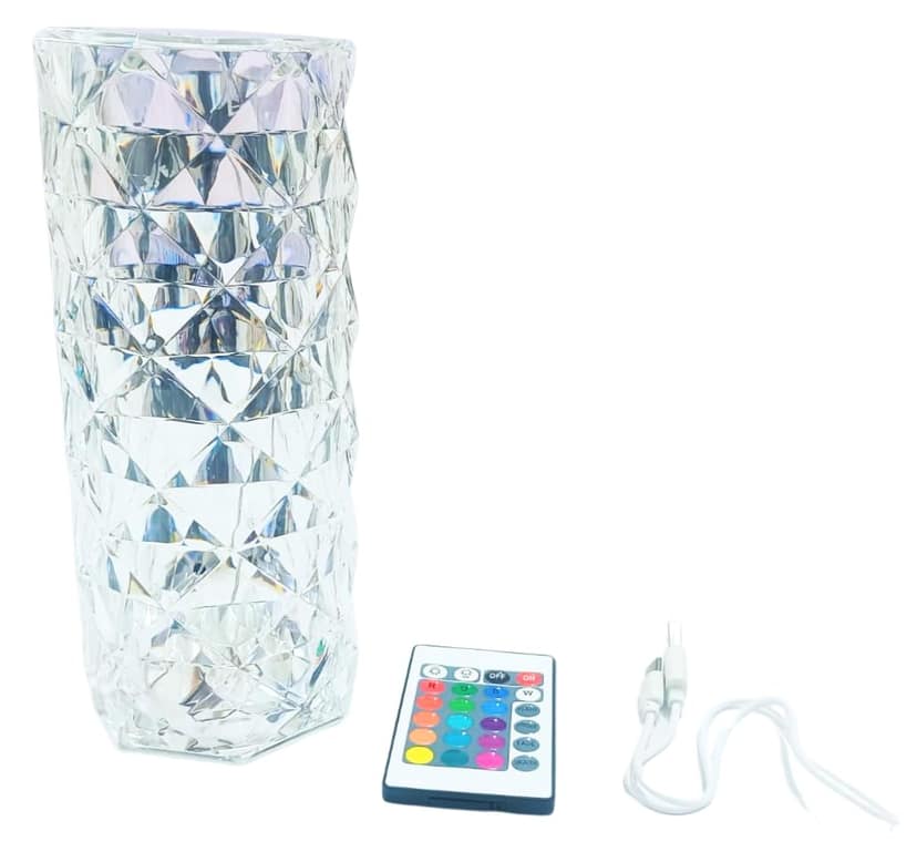 KKK Retailer Crystal Glass Table Lamp with Remote Control USB Charging RGB Colour Changing Diamond Pattern LED Touch Lamp for Bedroom Living Room Décor view 2