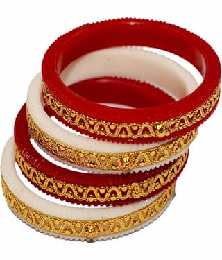 Bovzen White Bangle ( Pack of 4 )
