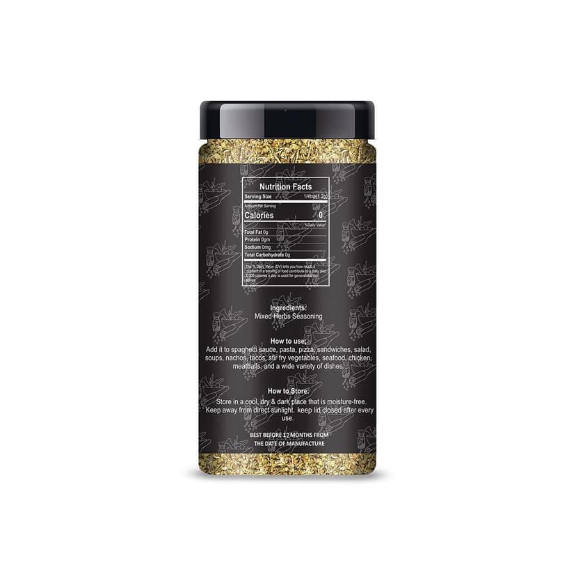 ManHar Organics Dried Mixed Herbs Seasoning: 120gm (Mix of oregano, basil, thyme, rosemary, parsley, chilli flakes, garlic powder) (Mixed herbs, 120gm) view 2