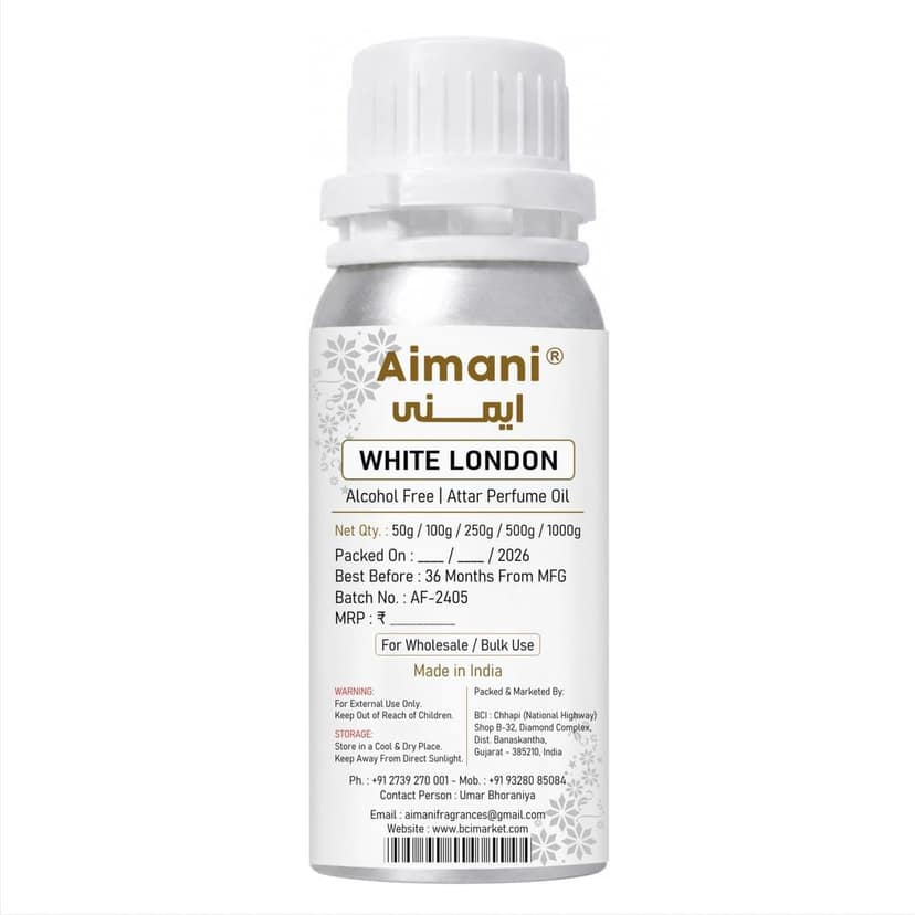 Aimani White London Premium Perfume Attar Oil 25ml | Long Lasting Alcohol-Free Fragrance | Premium Unisex Attar for Men & Women
