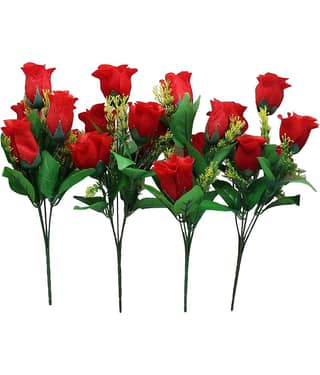 Hidooa - Red Rose Artificial Flowers Bunch ( Pack of 4 )