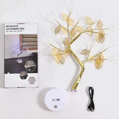 GLOWSERIE 72 LEDs Leaf Shimmer Bonsai Tree Lamp with Touch Sensor, USB & Battery Operated view 2