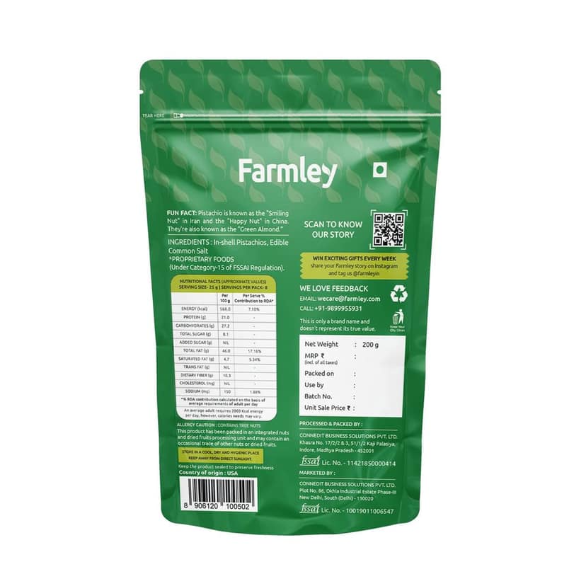 Farmley Premium Classic Salted Roasted Cashews | California Roasted Salted Pistachios | Combo Snacks 400g (2 x 200g) | Rich in Protein | Crunchy & Delicious view 2