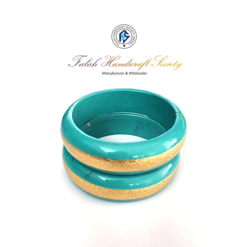 FHS traditional Rajasthani Handmade Round Shape Lac Bangles - Sky Blue