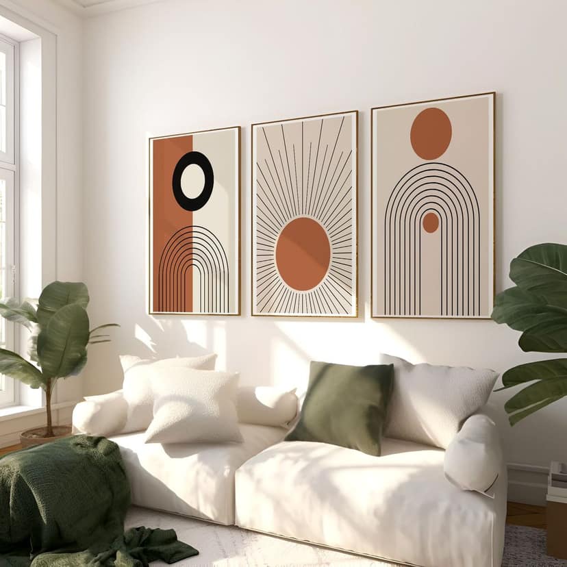 Rustic Charm Set of 3 Abstract Shapes Wall Art for Living room, Office and Hotel | Boho Shapes|13 x 18 inches (A3)|Black view 2
