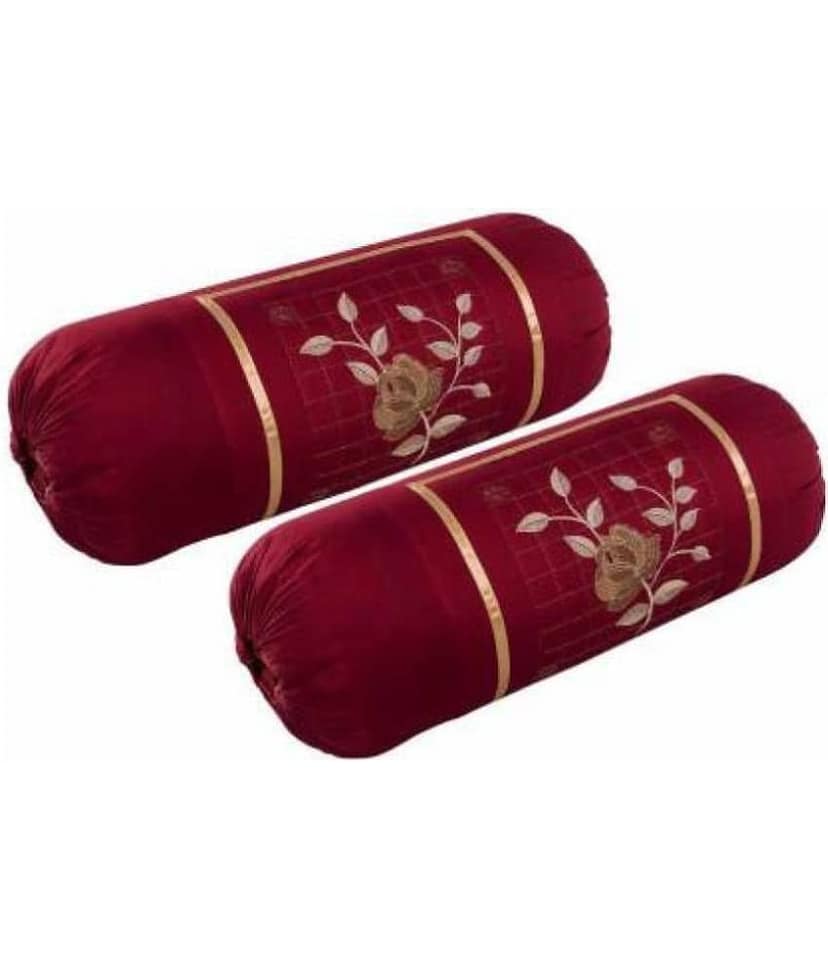 MAHALUXMI COLLECTION - Pack of 2 Microfibre Embroidered Standard Size Pillow Cover ( 78.74 cm(31) x 40.64 cm(16) ) - Maroon