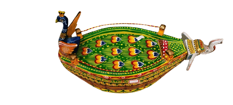 Handcrafted Wooden Peacock Boat - Indian Art & Decor view 2