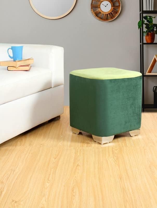 ShadowKart Sitting Stool Ottoman Pouffes for Living Room Sitting Bench Furniture Wooden Footrest Pouf Seat Puffy Foam Small Foot Stool for Office Home Decor, 16x16x18 Inch
