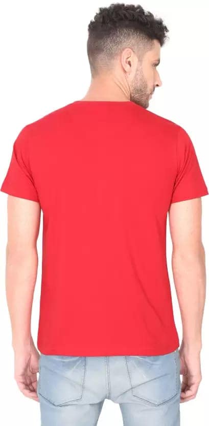 Men Solid Henley Neck Pure Cotton Red T-Shirt view 2