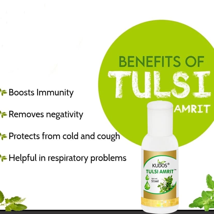 Kudos Ayurveda Tulsi Amrit | Best Tulsi Drops for Immunity Booster - 51ml | Healthy Lifestyle, Pure Ayuvedic & Safe(Pack of 3) view 2