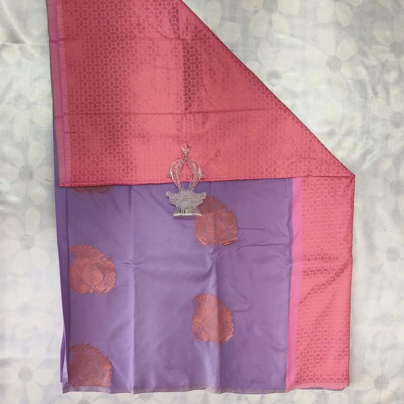 Soft Silk Saree with Blouse - Lavender view 2