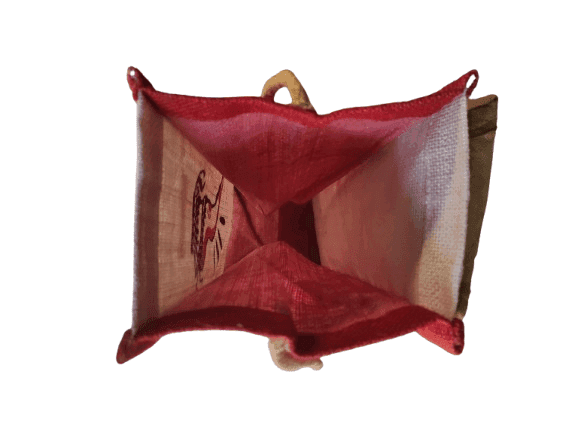 Handcrafted Jute Bottle Bag with Traditional Indian Design view 2