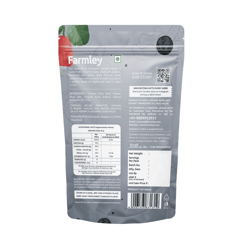 Farmley Roasted & Flavored Black Pepper Cashew 160g view 2