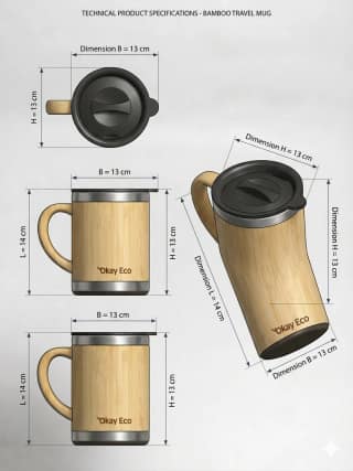 Okay Eco Bamboo Coffee Mug Pack of 1 Made of Bamboo And Stainless Steel