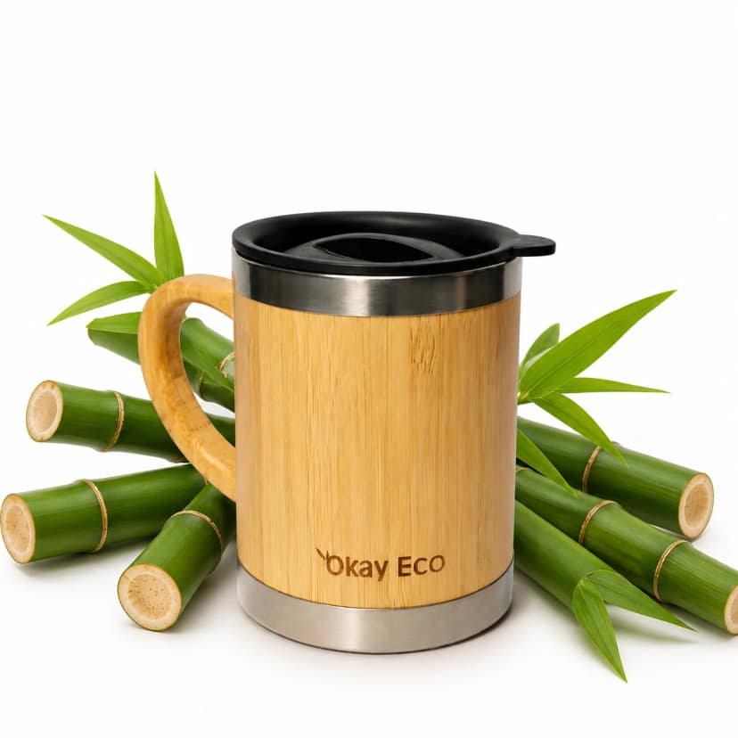 Okay Eco Bamboo Coffee Mug Pack of 1 Made of Bamboo And Stainless Steel view 2