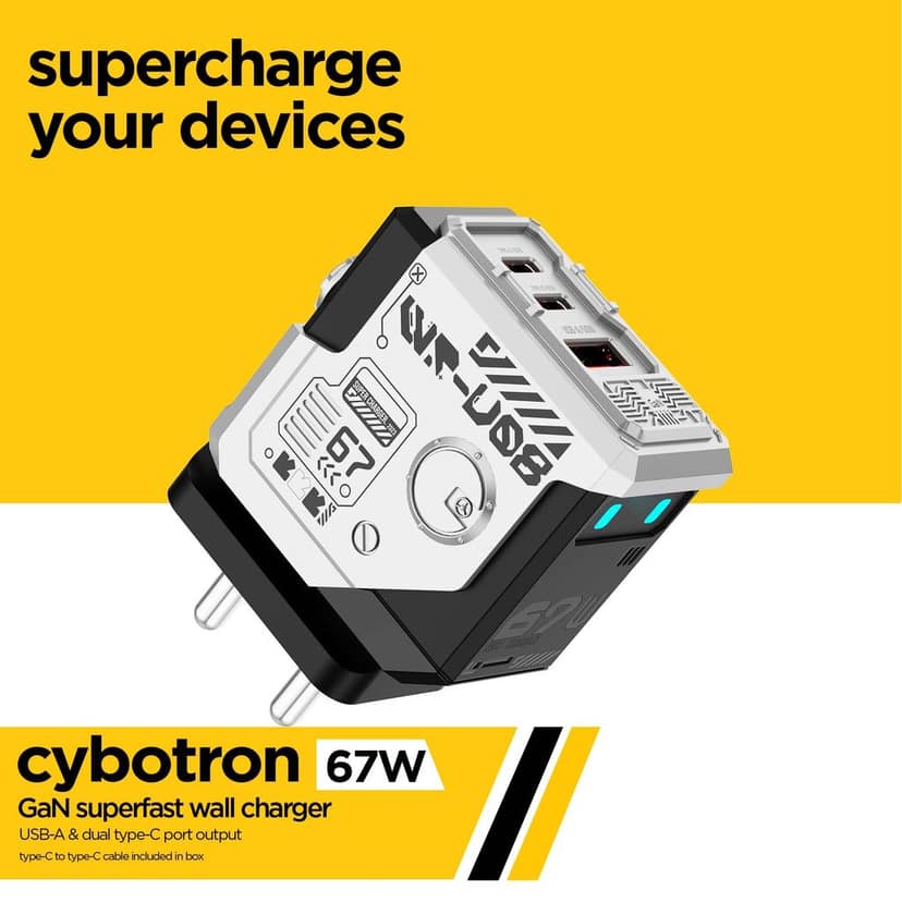 Cybotron 67W GaN Superfast Wall Charger Silver view 2