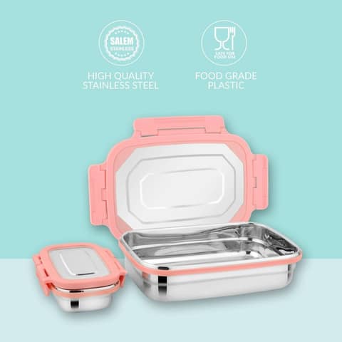 Stainless steel Airtight and Leak Proof Lunch & Tiffin Box for School/office/picnics(Pink) view 2