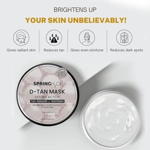 SPRING H2O D-Tan Face Mask with Spring water, Licorice extract for Tan Removal Instant Skin Brightening | All Skin Types | 500g view 2