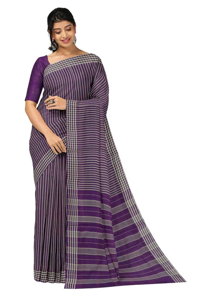 APCO Handloom (A Andhra Pradesh Govt Emporium)- Women's Traditional Pure Handloom Bandar/Polavaram Purple Cotton Saree | PBS0025