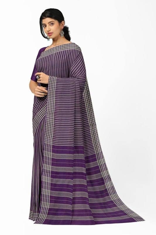 APCO Handloom (A Andhra Pradesh Govt Emporium)- Women's Traditional Pure Handloom Bandar/Polavaram Purple Cotton Saree | PBS0025 view 2