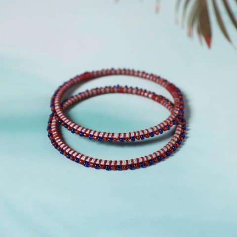 Multicolor - Hand Embroidered Beadwork Bangle (Set of 2) view 2