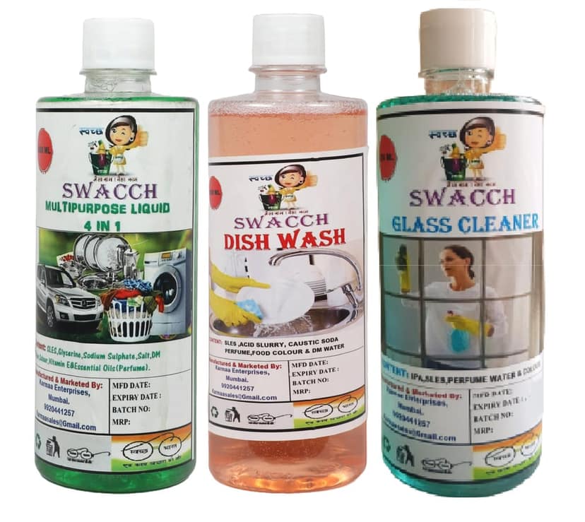 Home Care Combo Multipurpose Liquid Mogra, Dish Wash Haldi Chandan & Glass Cleaner 500ml (Pack of 3)