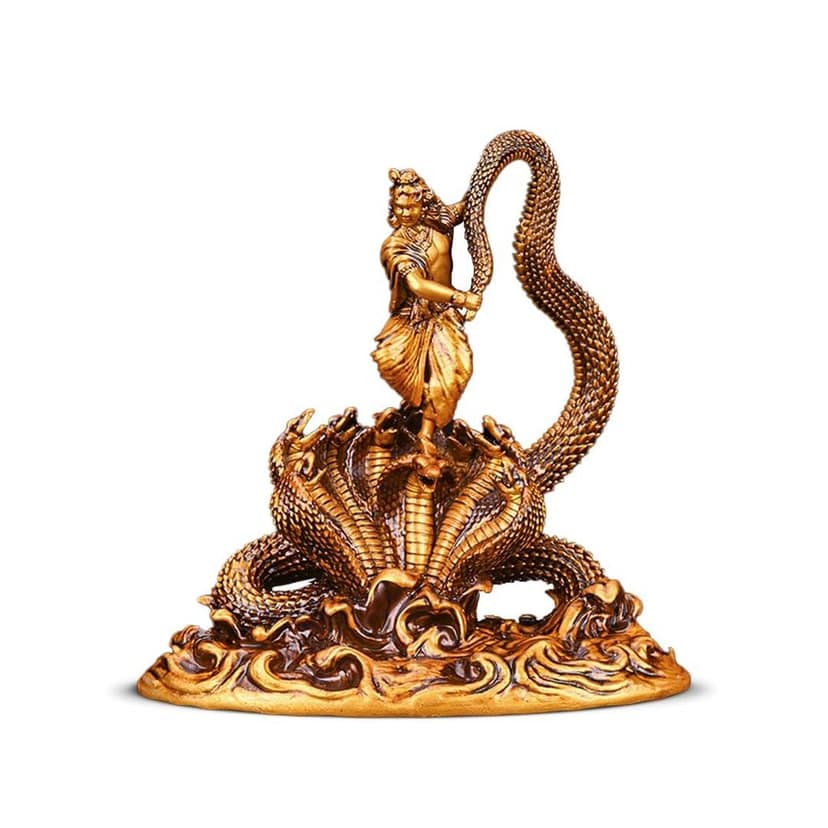 Artarium Dancing Krishna Ji with Kaliya Naag Statue Standing Kanha Idol Lord Murari Murti Antique Decorative Showpiece for Car Dashboard Home Decor Pooja Room Gifting (Dancing Krishna 3.5 Inch)