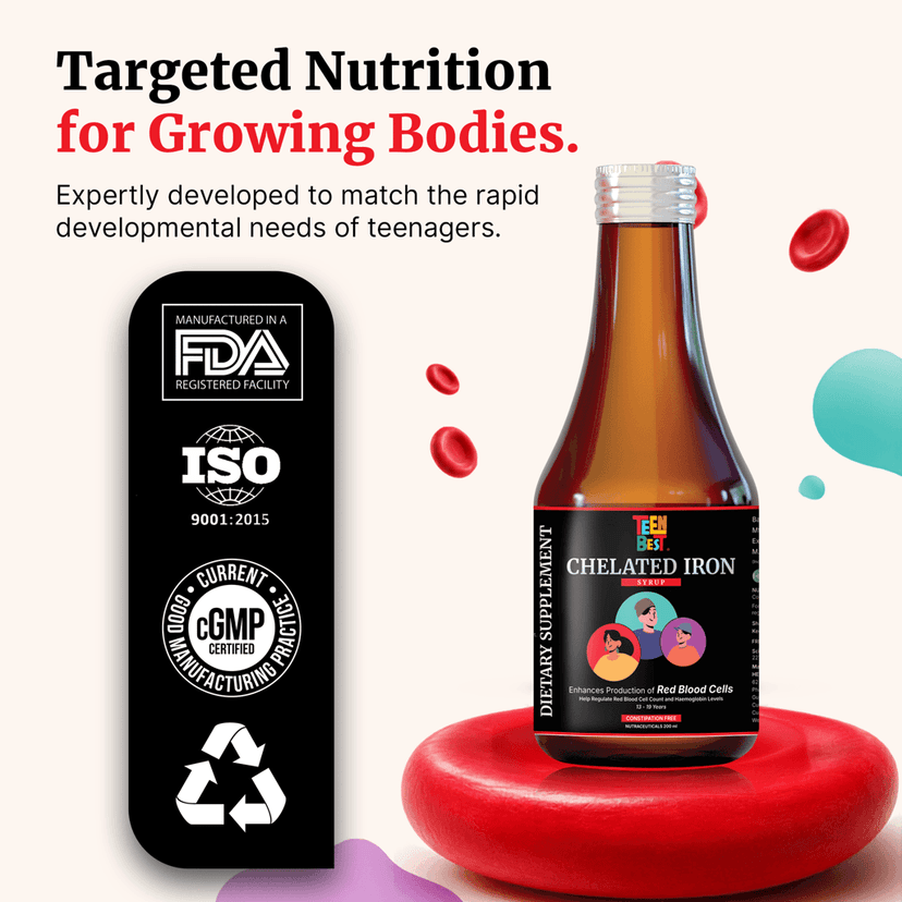 Healthbest Chelated Iron Liquid Supplement with Zinc & Folic Acid - Boosts Hemoglobin & Reduces Fatigue, 200 ml view 2