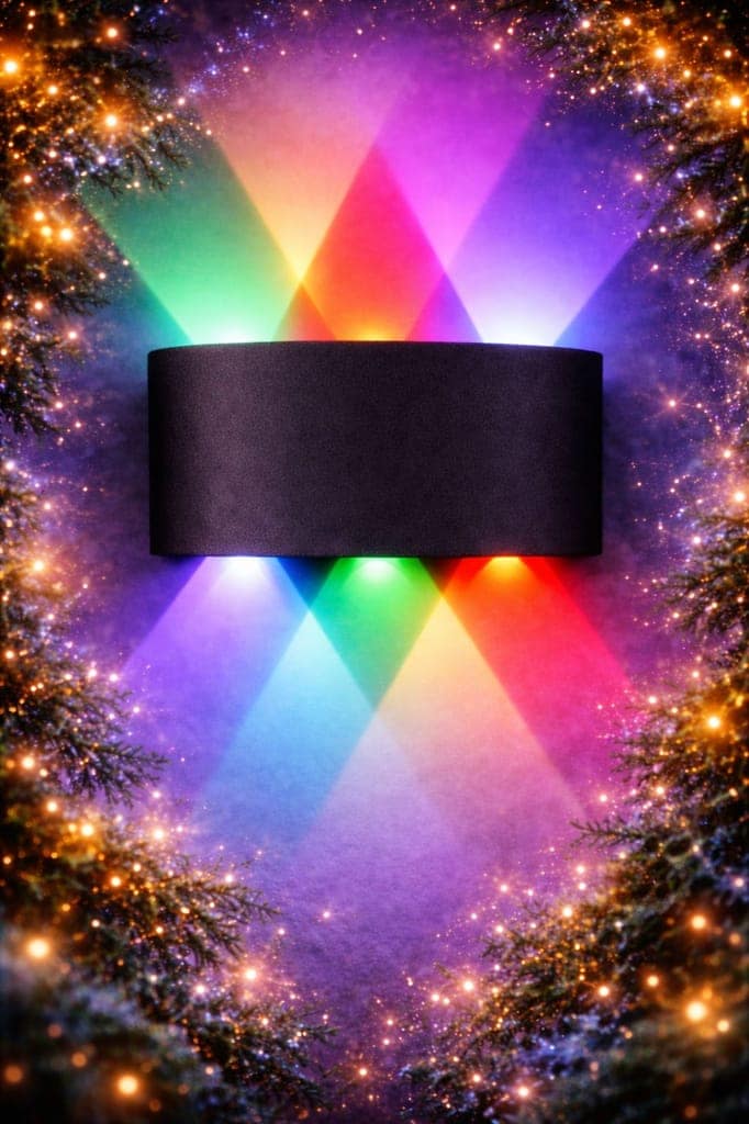 SPARKWORLD 2-Way Triple Multi-Color LED Decorative Wall Light Modern Indoor & Outdoor Lamp for Home, Living Room, Bedroom, and Corridor | Size: 10X5 cm | Colour: Multicolor